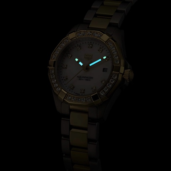 TAGHeuer Wmns Aquaracer Diamond 18kt TwoTone Watch - Picture 4 of 10